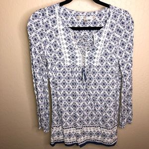 Max Studio Blue Printed Tunic Top